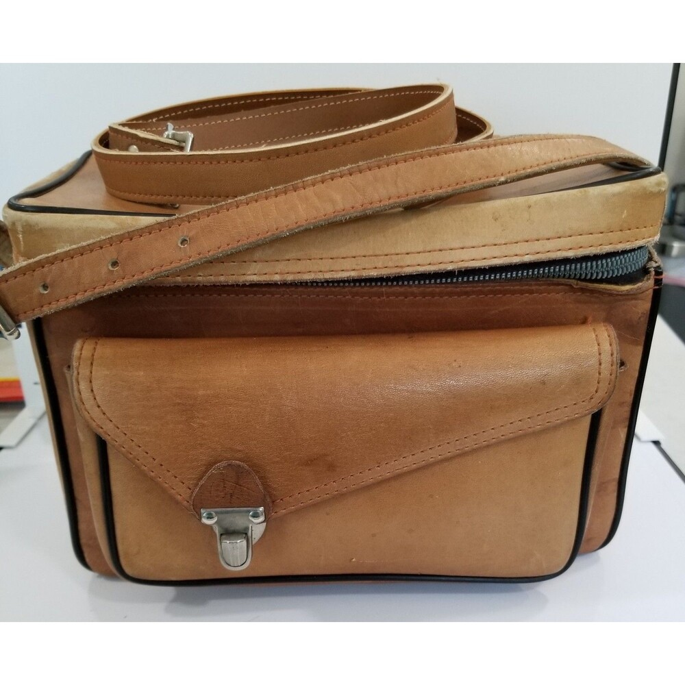Vintage The Sportsman 502 Top Grain Cowhide Leather Camera Bag Brown Retro
